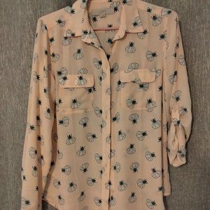 Peach, green and white blouse